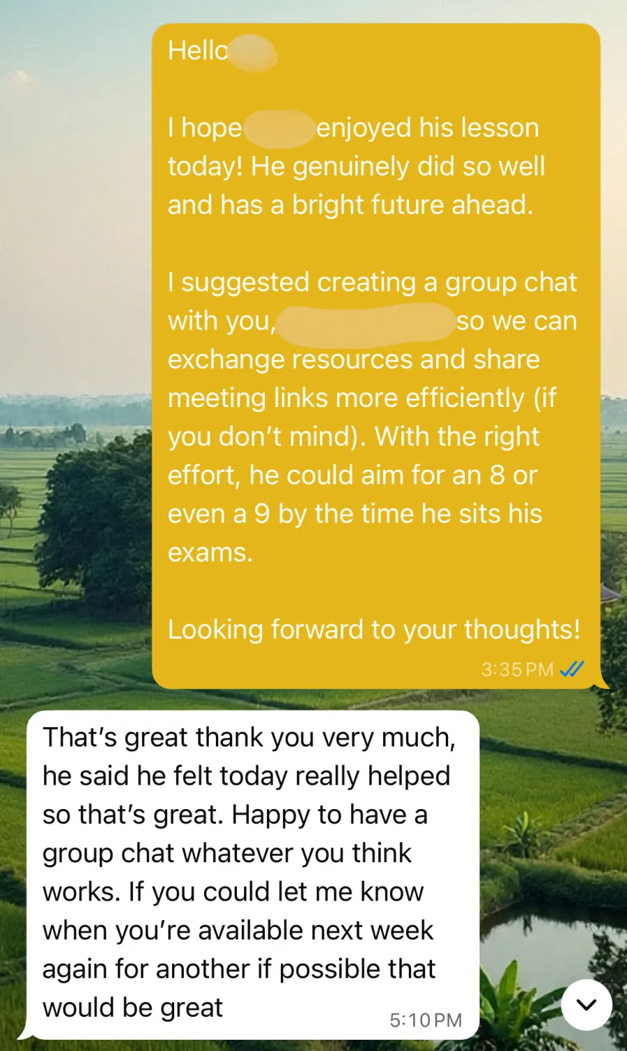 Review from a student about Biology and Chemistry tutoring