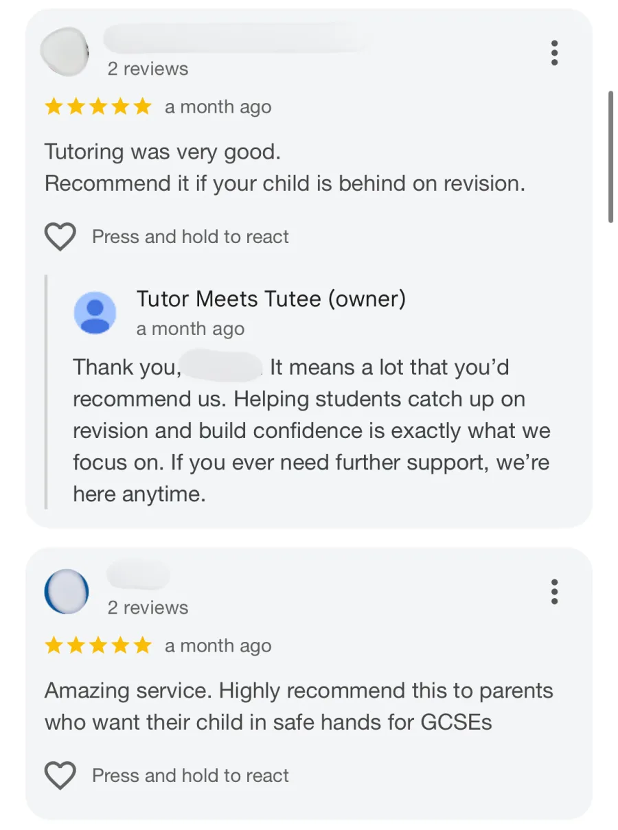 Review from a parent about online tutoring