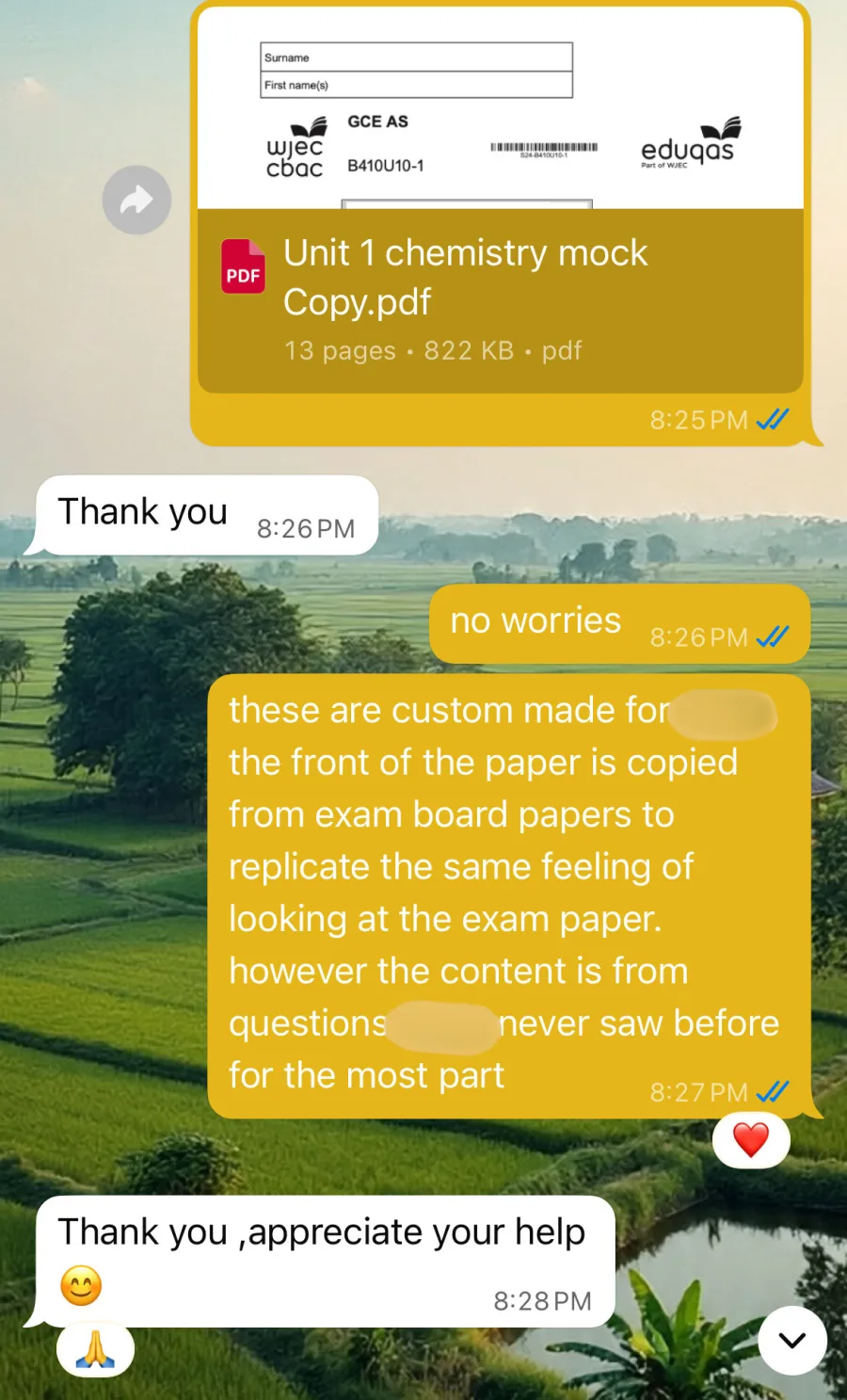 Review from a student about revision support